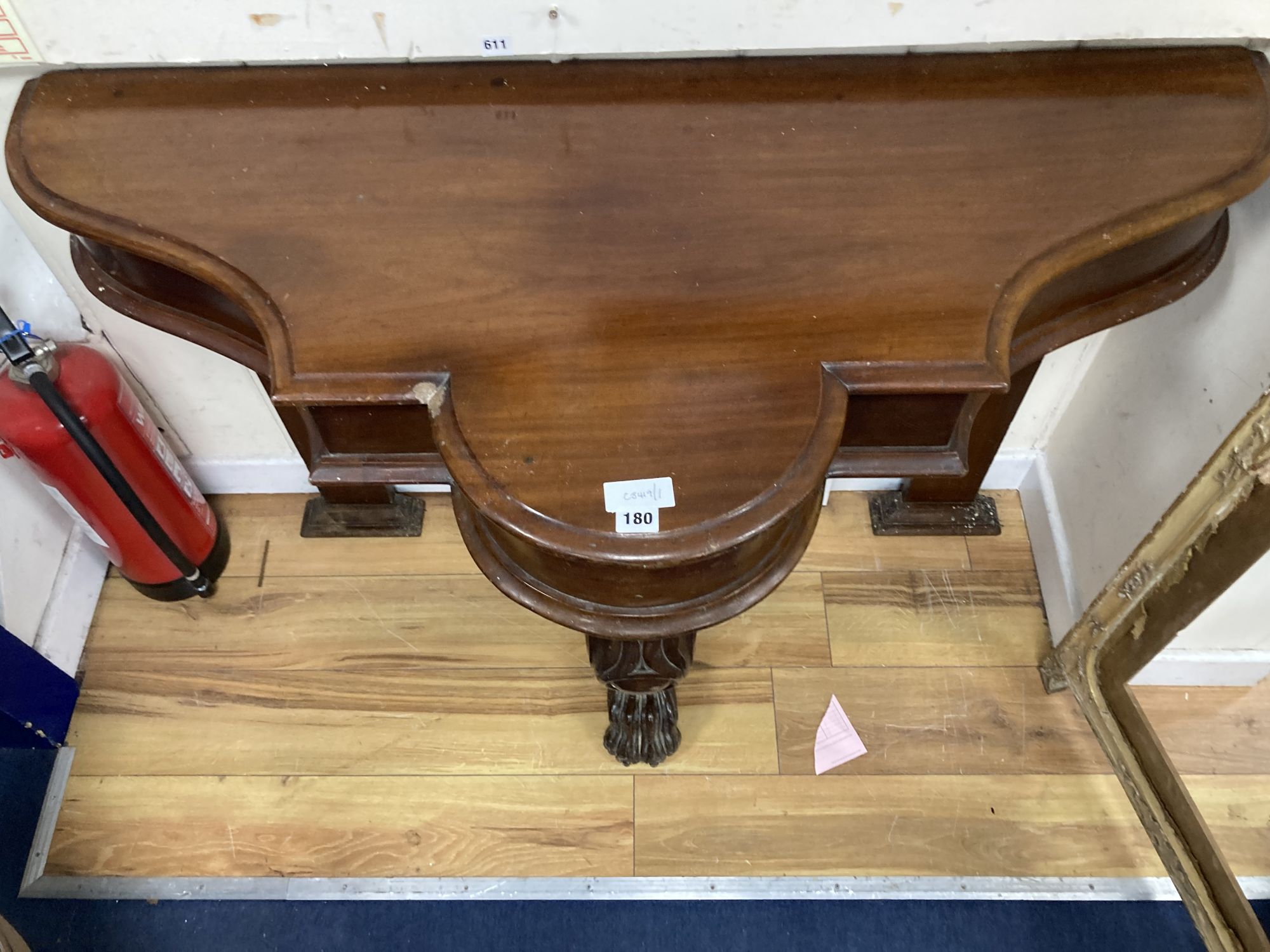 A Victorian mahogany console table, width 122cm, depth 56cm, height 82cm